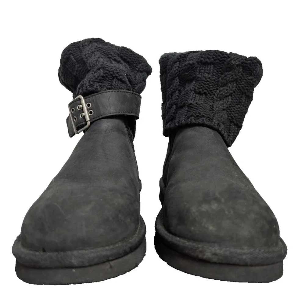 Ugg Austrailia Cassidee Boots Womens 9 Black Sweater Cuff Sherpa Y2K Outdoors